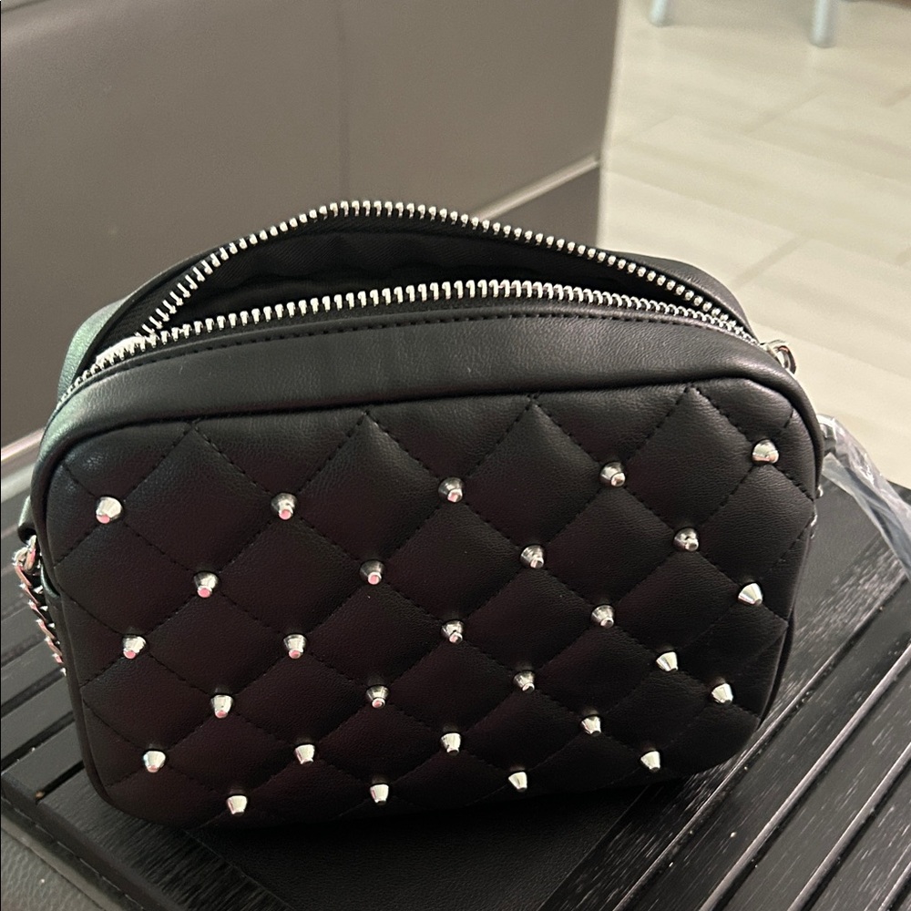 Rebecca Minkoff Black Quilted‎ Crossbody Bag with Silver Studs